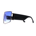 Luxury Oversized Squared Shield Rimless Mob Sunglasses