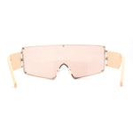 Luxury Oversized Squared Shield Rimless Mob Sunglasses