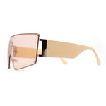 Luxury Oversized Squared Shield Rimless Mob Sunglasses