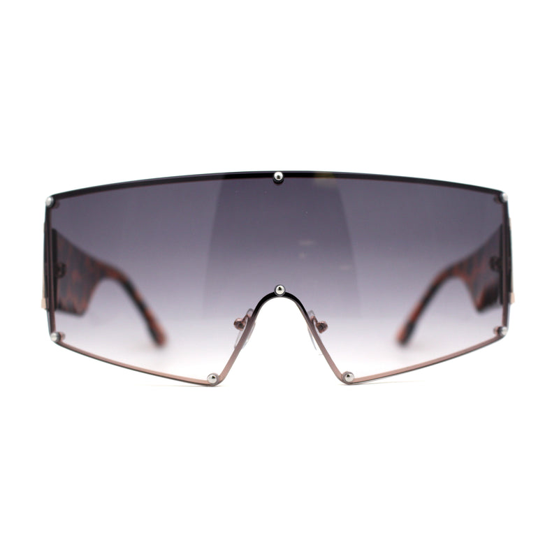 Luxury Oversized Squared Shield Rimless Mob Sunglasses