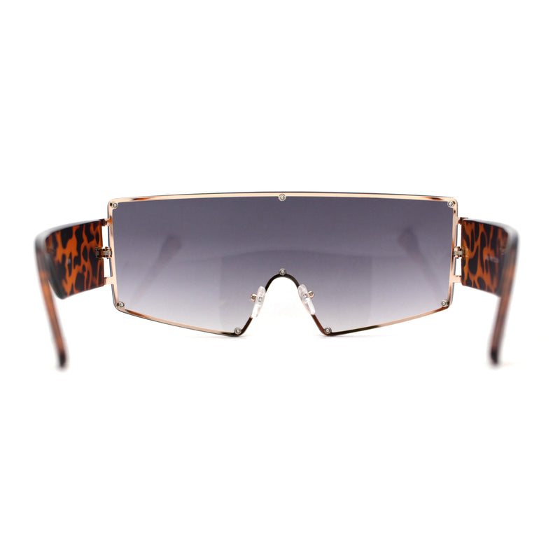 Luxury Oversized Squared Shield Rimless Mob Sunglasses