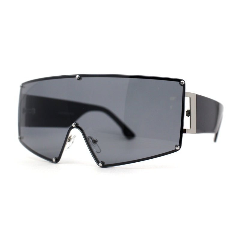 Luxury Oversized Squared Shield Rimless Mob Sunglasses