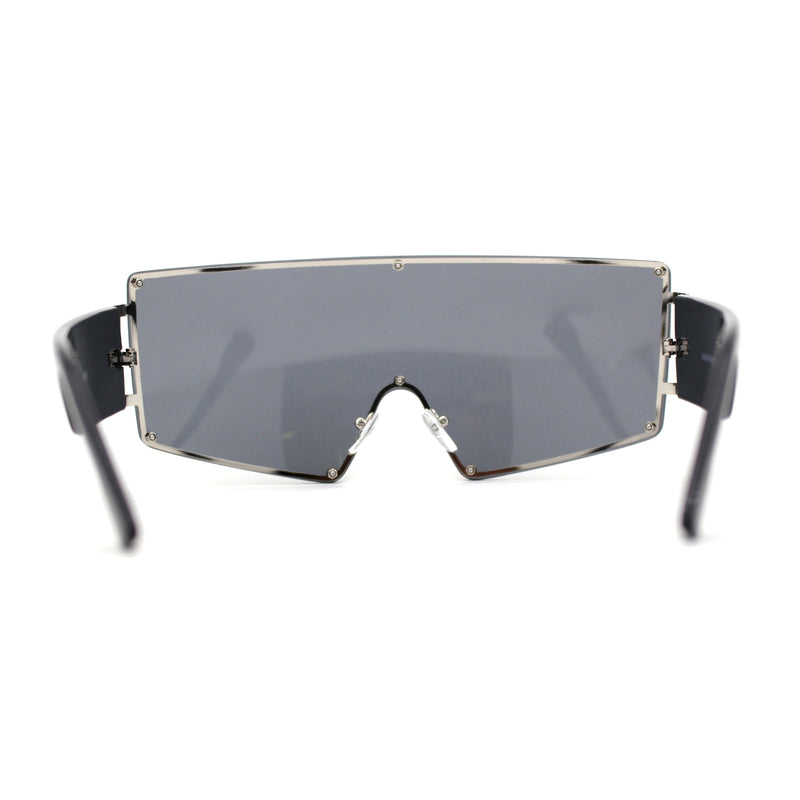 Luxury Oversized Squared Shield Rimless Mob Sunglasses