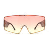 Oceanic Gradient Oversized Squared Shield Rimless Mob Sunglasses