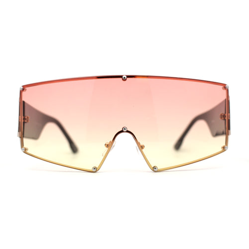 Oceanic Gradient Oversized Squared Shield Rimless Mob Sunglasses