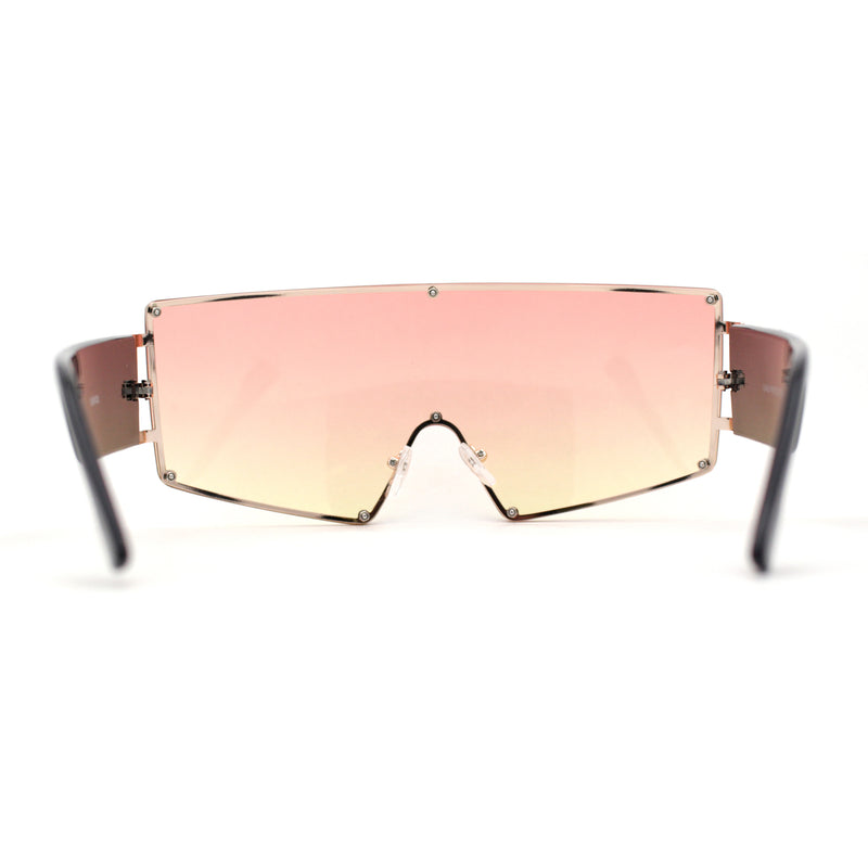 Oceanic Gradient Oversized Squared Shield Rimless Mob Sunglasses