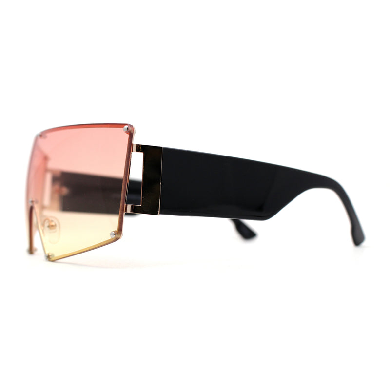 Oceanic Gradient Oversized Squared Shield Rimless Mob Sunglasses