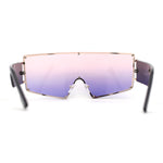 Oceanic Gradient Oversized Squared Shield Rimless Mob Sunglasses