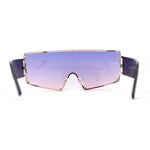 Oceanic Gradient Oversized Squared Shield Rimless Mob Sunglasses