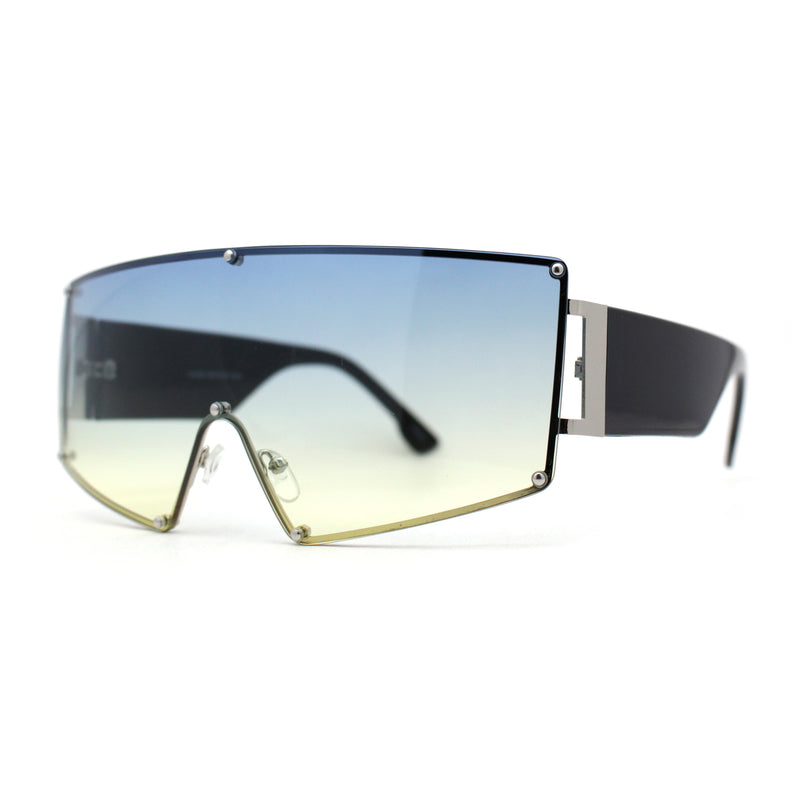 Oceanic Gradient Oversized Squared Shield Rimless Mob Sunglasses