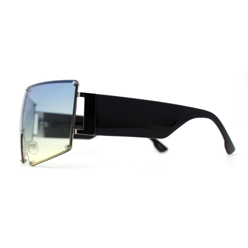 Oceanic Gradient Oversized Squared Shield Rimless Mob Sunglasses