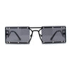 Metal Stud Rimless Rectangular Unique Metal Rim Sunglasses