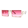 Metal Stud Rimless Rectangular Unique Metal Rim Sunglasses