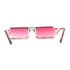 Metal Stud Rimless Rectangular Unique Metal Rim Sunglasses