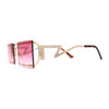 Metal Stud Rimless Rectangular Unique Metal Rim Sunglasses