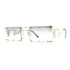 Metal Stud Rimless Rectangular Unique Metal Rim Sunglasses