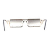 Metal Stud Rimless Rectangular Unique Metal Rim Sunglasses