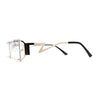 Metal Stud Rimless Rectangular Unique Metal Rim Sunglasses