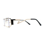 Metal Stud Rimless Rectangular Unique Metal Rim Sunglasses