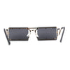 Metal Stud Rimless Rectangular Unique Metal Rim Sunglasses