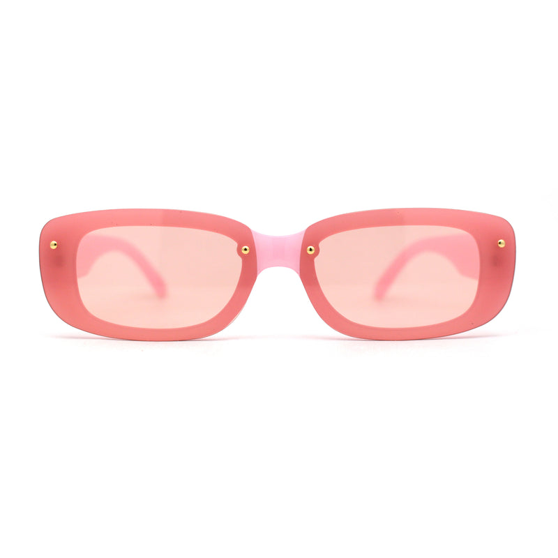 Womens Mod Rimless Rectangle Plastic Trendy Sunglasses
