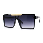 Mens Luxury Mod Rimless Block Lens Shield Oversize Sunglasses