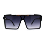 Mens Luxury Mod Rimless Block Lens Shield Oversize Sunglasses