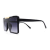 Mens Luxury Mod Rimless Block Lens Shield Oversize Sunglasses