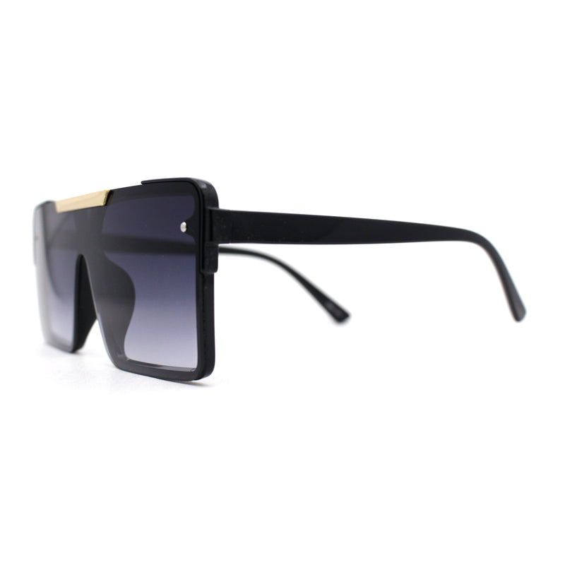 Mens Luxury Mod Rimless Block Lens Shield Oversize Sunglasses