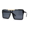 Mens Luxury Mod Rimless Block Lens Shield Oversize Sunglasses