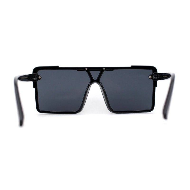 Mens Luxury Mod Rimless Block Lens Shield Oversize Sunglasses