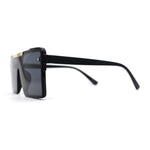 Mens Luxury Mod Rimless Block Lens Shield Oversize Sunglasses