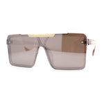 Mens Luxury Mod Rimless Block Lens Shield Oversize Sunglasses