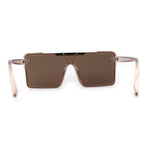 Mens Luxury Mod Rimless Block Lens Shield Oversize Sunglasses