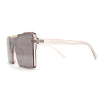 Mens Luxury Mod Rimless Block Lens Shield Oversize Sunglasses