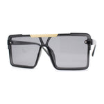 Mens Luxury Mod Rimless Block Lens Shield Oversize Sunglasses