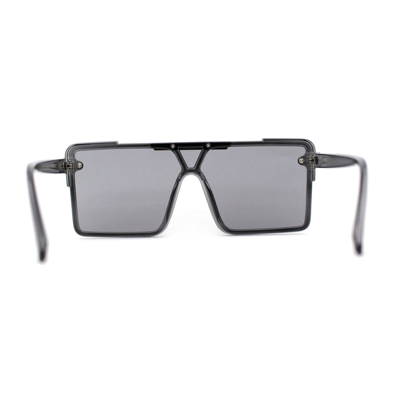 SA106 Mens Luxury Mod Rimless Block Lens Shield Oversize Sunglasses Black Smoke, Adult Unisex, Size: One Size