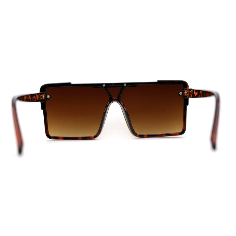 Mens Luxury Mod Rimless Block Lens Shield Oversize Sunglasses