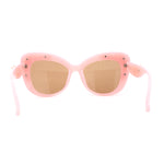 Womens Metal Flower Foliage Jewel Brow Trim Oversize Cat Eye Sunglasses