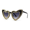 Womens Rhinestone Jewel Trim Classic Cat Eye Heart Shape Sunglasses