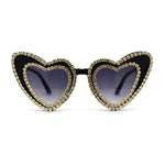 Womens Rhinestone Jewel Trim Classic Cat Eye Heart Shape Sunglasses