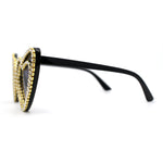 Womens Rhinestone Jewel Trim Classic Cat Eye Heart Shape Sunglasses