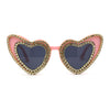 Womens Rhinestone Jewel Trim Classic Cat Eye Heart Shape Sunglasses