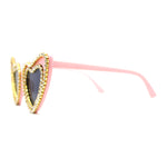 Womens Rhinestone Jewel Trim Classic Cat Eye Heart Shape Sunglasses