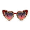 Womens Rhinestone Jewel Trim Classic Cat Eye Heart Shape Sunglasses