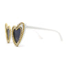 Womens Rhinestone Jewel Trim Classic Cat Eye Heart Shape Sunglasses