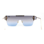 Rimless Flat Top Shield Side Visor Metal Rim Sunglasses