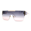 Rimless Flat Top Shield Side Visor Metal Rim Sunglasses