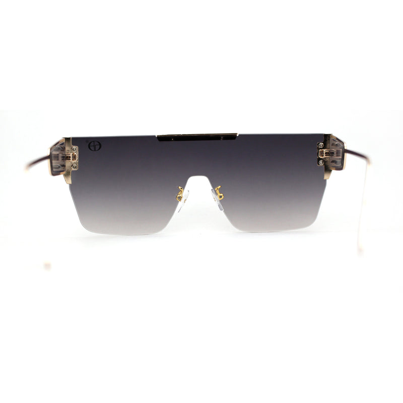 Rimless Flat Top Shield Side Visor Metal Rim Sunglasses – superawesome106