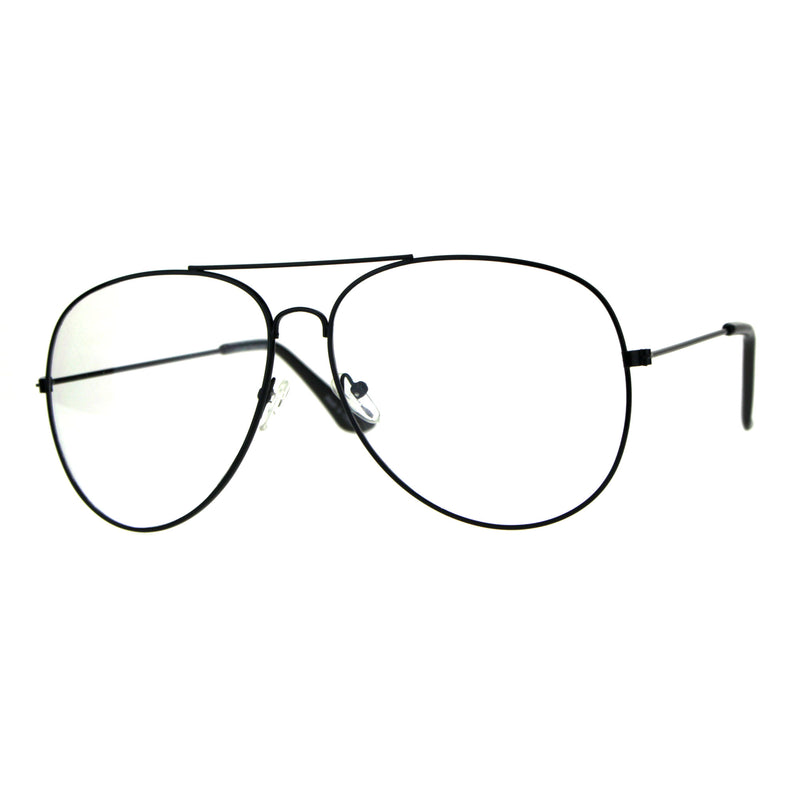 Mens Metal Rim Oversize Officer Clear Lens Eye Glasses